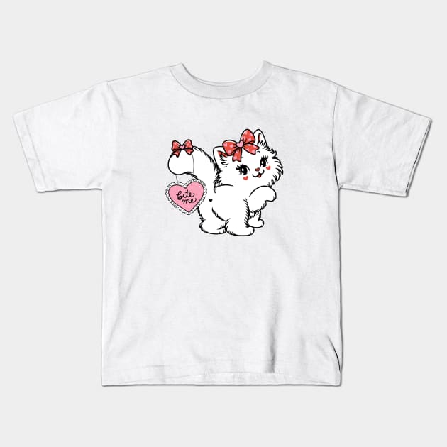 bite me sassy kitty cat Kids T-Shirt by moonstruck crystals